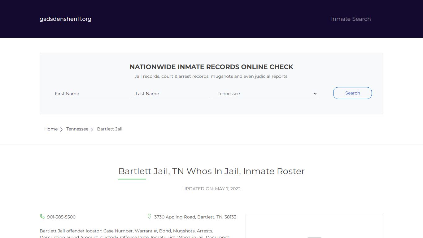 Bartlett Jail, TN Inmate Roster, Whos In Jail